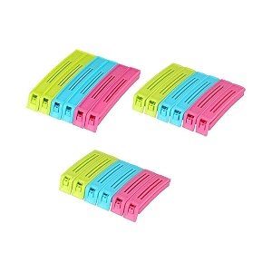 multipurpose food snack plastic bag clip sealer  packet sealer clamps  manual vacuum bag sealer  food pouch clip  bag zipper for home kitchen -18 pcs multicolor
