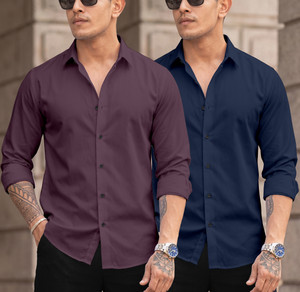DarkSquare Men Regular Fit Solid Spread Collar