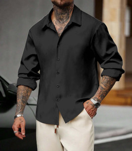 DarkSquare Men Solid Casual Black Shirt