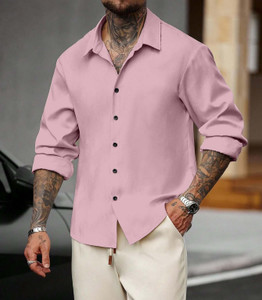 DarkSquare Men Solid Casual Pink Shirt