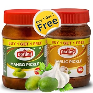 darling pickles combobuy 1 get 1 garlic pickle 200 g  mango pickle 200g  traditional pickles  traditional south indian taste 