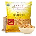 Darsa Organics Mix Lentils 4 lb – USDA Organic, Non-GMO, Kosher Mixed Dal – High Protein Indian Red Lentil Blend for Soup, Stews, Curry & Snacks – Chemical-Free, Premium Quality, Food-Grade Packaging