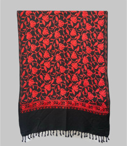 darshan lal and sons wool embroidered women shawl black red