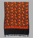 darshan lal and sons Wool Embroidered Women Shawl (Black, Orange)