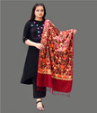 darshan lal and sons Wool Embroidered Women Shawl (Black)