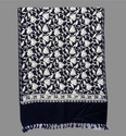 darshan lal and sons Wool Embroidered Women Shawl (White, Black)