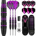 Dart Metal Tip Set 3 Aluminum Dart Shafts Steel Tip Dart Set Professional Darts Steel Tip Set + Extra 3 Dart Flights 3 Replace Plastic Shafts