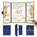 DARUNAXY Blue Gold Happy 40th Birthday Alternative Signature Guest Book