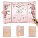 DARUNAXY Rose Gold Happy 40th Birthday Alternative Signature Guest Book
