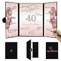 DARUNAXY Black &amp; Rose Gold 40th Birthday Alternative Signature Guest Book
