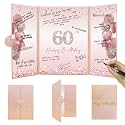 DARUNAXY Rose Gold Happy 60th Birthday Alternative Signature Guest Book
