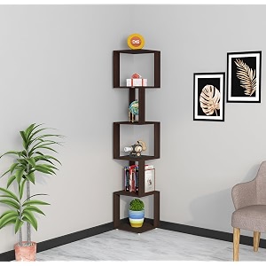 das floor standing six shelves corner shelf display rack for home decor living room and office walls wenge romana engineered wood cabinet