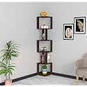 DAS Floor Standing Six Shelves Corner Shelf Display Rack for Home Decor Living Room and Office Walls Wenge Romana Engineered Wood Cabinet