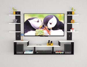 das konrad up to 55 inch screen engineered wood tv entertainment unit finish color - black  frosty white diydo-it-yourself