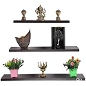 DAS Wall Mounted Engineered Wood Wall Décor Contemporary Style Shelf/Shelves Display Rack for Living Room (3 Shelves)- Haley