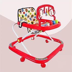 dash baby walker kids activity rattle toys with toybar safe amp comfortable seat rotatable wheel foldable baby walker 6-18months for boys amp girls red