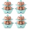 Dash Deluxe Egg Cooker - Boiler,Poacher & Steamer - Includes Measuring & Recipe Guide - Dishwasher Safe - BPA Free - Holds 12 Eggs,Aqua,(Pack of 4)