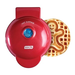 dash mini waffle maker machine 350w  no1 in usa waffle machine  waffle iron with non stick dual side plate  4 inch mini waffle maker for home amp kids gingerbread shape