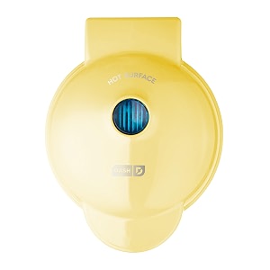 dash mini waffle maker machine 350w  no1 in usa waffle machine  waffle iron with non stick dual side plate  4 inch mini waffle maker for home amp kids pale yellow