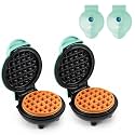Dash Mini Waffle Maker- Waffle Maker for Breakfast &amp; Snacks - Compact &amp; Easy-to-Clean - nonstick surfaces - Fun &amp; Portable Kitchen Essential - Aqua - 2-Pack