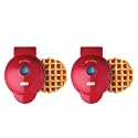 Dash Mini Waffle Maker- Waffle Maker for Breakfast &amp; Snacks - Compact &amp; Easy-to-Clean - nonstick surfaces - Fun &amp; Portable Kitchen Essential - Red - 2-Pack