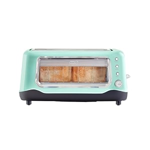 dash bread toaster 2 slice with extra wide slot  1100w pop up toaster 2 slices automatic  7 browning levels with defrost amp reheat  removable crumb tray  aqua 1100 watts