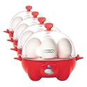 Dash Rapid Egg Cooker - Boiler,Poacher &amp; Steamer - Includes Measuring &amp; Recipe Guide - Dishwasher Safe - Holds 7 Eggs,Red,(Pack of 4)