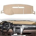 Dashboard Cover Dash Mat Compatible with 2007-2014 Chevy Chevrolet Tahoe Suburban,2007-13 Chevy Avalanche Silverado 1500 2500 3500 LTZ/GMC Sierra SLT Denali,2007-14 GMC Yukon XL (Beige)