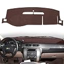 Dashboard Cover Dash Mat Compatible with 2007-2014 Chevy Chevrolet Tahoe Suburban,2007-13 Chevy Avalanche Silverado 1500 2500 3500 LTZ/GMC Sierra SLT Denali,2007-14 GMC Yukon XL (Brown)