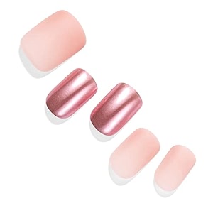 dashing diva magicpress burgundy shine  day to night  short square shaped press on nails  long lasting milky pink metal
