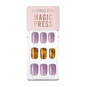 dashing diva magicpress burgundy shine  day to night  short square shaped press on nails  long lasting leopard violet