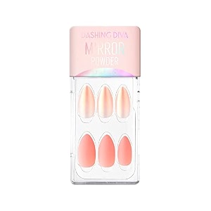 dashing diva magicpress burgundy shine  day to night  short square shaped press on nails  long lasting orange coral shine