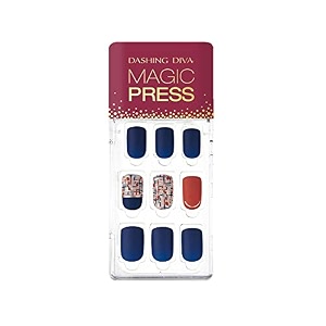 dashing diva magicpress burgundy shine  day to night  short square shaped press on nails  long lasting red tweed dress