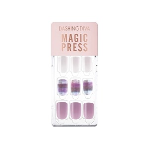 dashing diva magicpress burgundy shine  day to night  short square shaped press on nails  long lasting soft violet