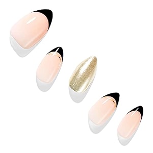 dashing diva magicpress burgundy shine  day to night  short square shaped press on nails  long lasting black edge