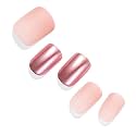 DASHING DIVA MAGICPRESS Burgundy Shine | Day to Night | Short, Square Shaped Press On Nails | Long Lasting (Milky Pink Metal)