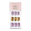 DASHING DIVA MAGICPRESS Burgundy Shine | Day to Night | Short, Square Shaped Press On Nails | Long Lasting (Leopard Violet)