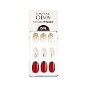 DASHING DIVA MAGICPRESS Burgundy Shine | Day to Night | Short, Square Shaped Press On Nails | Long Lasting (Red Tulip)