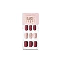 DASHING DIVA MAGICPRESS Burgundy Shine | Day to Night | Short, Square Shaped Press On Nails | Long Lasting (Burgandy Shine)