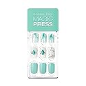 DASHING DIVA MAGICPRESS Burgundy Shine | Day to Night | Short, Square Shaped Press On Nails | Long Lasting (Sensual Turquoise)