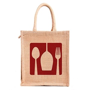 lunch box jute bag with zip amp bottle holder tiffin bags for office men amp womenfor outing amp travelling design 3