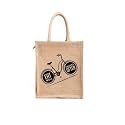 Lunch Box Jute Bag with Zip &amp; Bottle Holder, Tiffin Bags for Office Men &amp; Women|for Outing &amp; Travelling (Design 9)