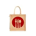 Lunch Box Jute Bag with Zip &amp; Bottle Holder, Tiffin Bags for Office Men &amp; Women|for Outing &amp; Travelling (Design 5)