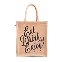 Lunch Box Jute Bag with Zip &amp; Bottle Holder, Tiffin Bags for Office Men &amp; Women|for Outing &amp; Travelling (Design 11)