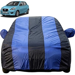datsun go dustproof car cover with mirror pockets royal blue stripes taffeta polystertriple stitched compatible with nissan datsun go car cover 2013 to 2018 datsun go car accessories
