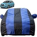 Datsun Go Dustproof Car Cover with Mirror Pockets, Royal Blue Stripes, Taffeta Polyster,Triple Stitched, Compatible with Nissan Datsun Go Car Cover (2013 to 2018), Datsun Go Car Accessories