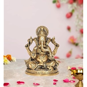 dattatreya brass lord ganesha ganpati idol vinayak religious statue brass murti gold color height 55 inch