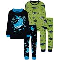 DAUGHTER QUEEN Boys Pajamas 4 Pieces Long Set 100% Cotton Sleepwear Size 18 Months-12 Years