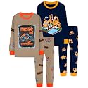 DAUGHTER QUEEN Boys Pajamas 4 Pieces Long Set 100% Cotton Sleepwear Size 18 Months-12 Years