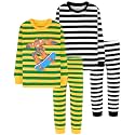 DAUGHTER QUEEN Boys Pajamas 4 Pieces Long Set 100% Cotton Sleepwear Size 18 Months-12 Years